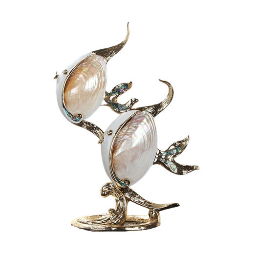 双飞鱼  澳洲真贝系列 贝壳鱼摆件结婚礼物送新人欧式轻奢创意高档客厅玄关酒柜家居装饰品 创意 时尚 鱼 精美 摆件 商品图0