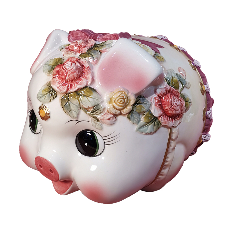 E-TC-D3315/3363 花猪猪存钱罐  釉上九彩