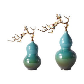 E-RX-RD5255/6145 珐琅+陶瓷葫芦新中式珐琅彩轻奢葫芦风水摆件家居陈设新房送礼