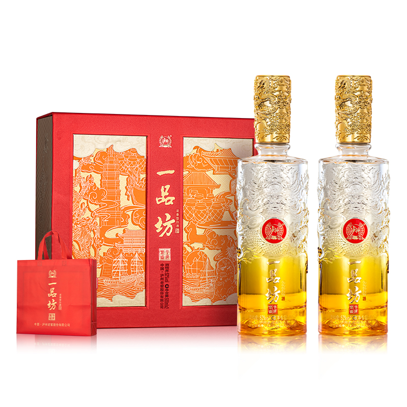 泸州老窖 一品坊 繁花盛世52度浓香白酒500ml*2瓶礼盒,一坛陈酿世难求