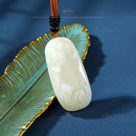 新疆国玉盟世玉【双瑞献宝】白玉貔貅挂件【带证书·顺丰物流】 商品图0