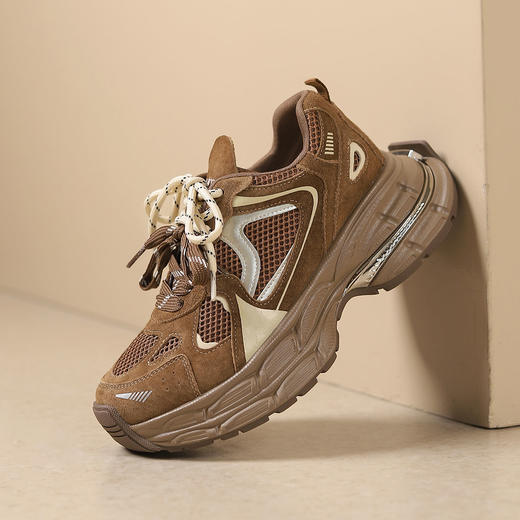 西村名物2025年春季新款超轻厚底防滑系带舒适透气老爹鞋T25AM14841 商品图7