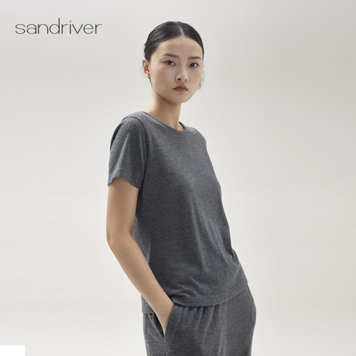 精纺羊绒针织女圆领短袖SJF96W386N 商品图3