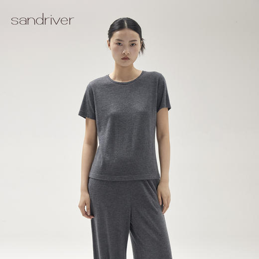 精纺羊绒针织女圆领短袖SJF96W386N 商品图0