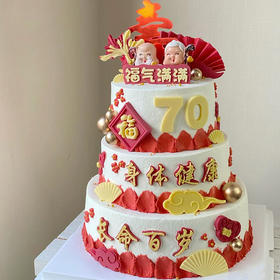 3层祝寿蛋糕｜小熊猫人仪式感满满+蛋糕口味非常棒（请在买家留言备注：寿星公还是寿星婆）