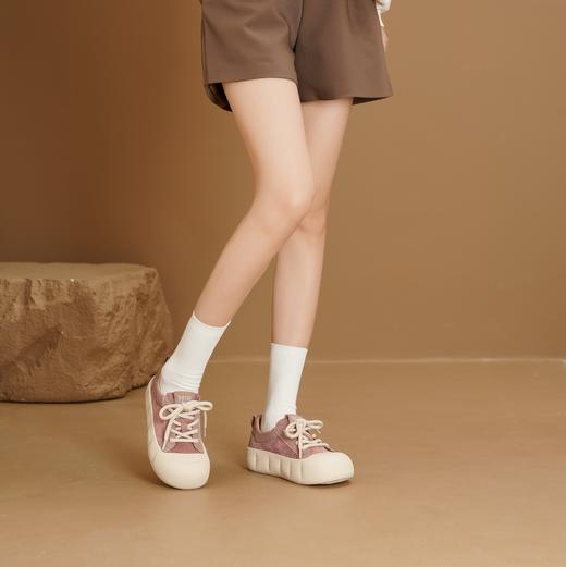 西村名物2025年春季新款小圆头超轻厚底防滑饼干鞋系带休闲鞋X25AM14321 商品图1
