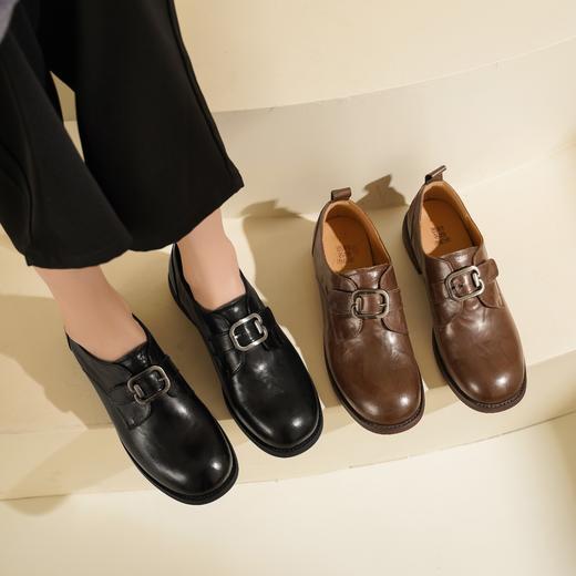 西村名物2025年春季新款小圆头低平跟乐福鞋深口单鞋X25AM15401 商品图1