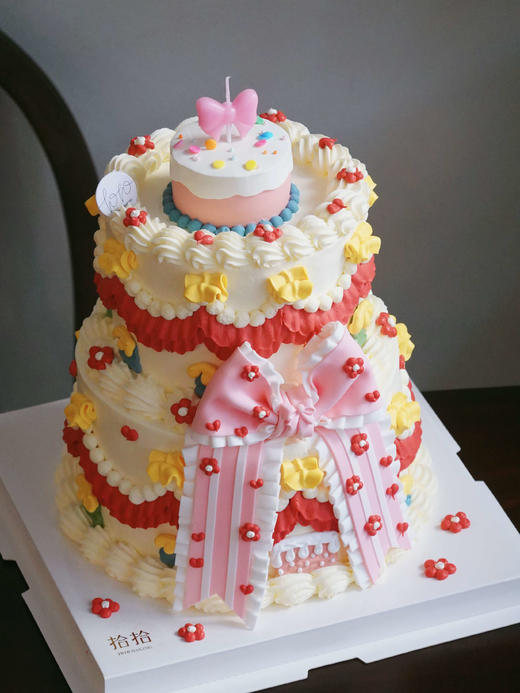 「蝴蝶结·萝莉塔」复古裱花·100%动物奶油（附图5寸加高+7寸加高双层·提前5天预订） 商品图2