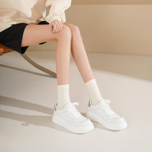 西村名物2025年春季新款超轻厚底系带舒适小白鞋X25AM14191 商品图1