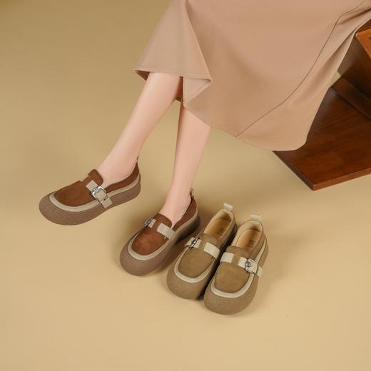 西村名物2025年春季新款圆头厚底平跟防滑大底舒适乐福鞋玛丽珍单鞋X25AM15161 商品图1