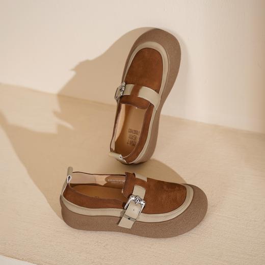 西村名物2025年春季新款圆头厚底平跟防滑大底舒适乐福鞋玛丽珍单鞋X25AM15161 商品图5