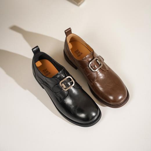 西村名物2025年春季新款小圆头低平跟乐福鞋深口单鞋X25AM15401 商品图0