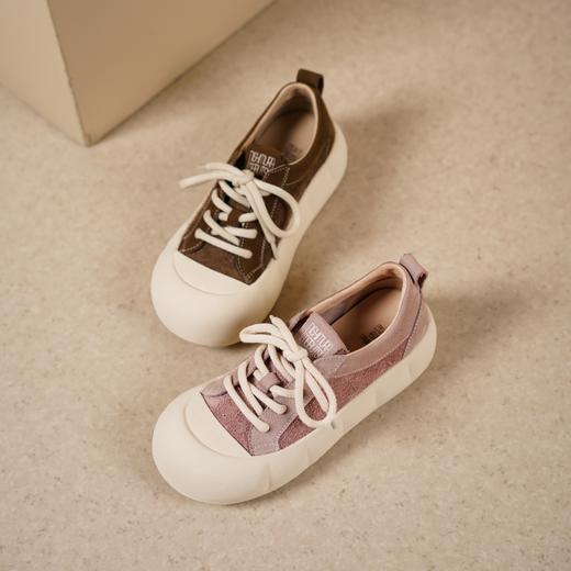 西村名物2025年春季新款小圆头超轻厚底防滑饼干鞋系带休闲鞋X25AM14321 商品图5