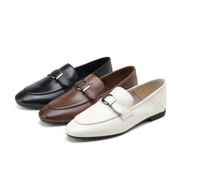 西村名物2025年春季新款小圆头低平跟舒适乐福鞋深口单鞋X25AM15171