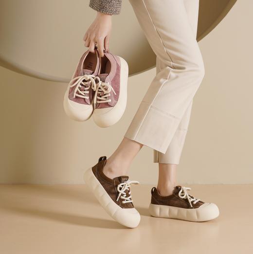 西村名物2025年春季新款小圆头超轻厚底防滑饼干鞋系带休闲鞋X25AM14321 商品图4