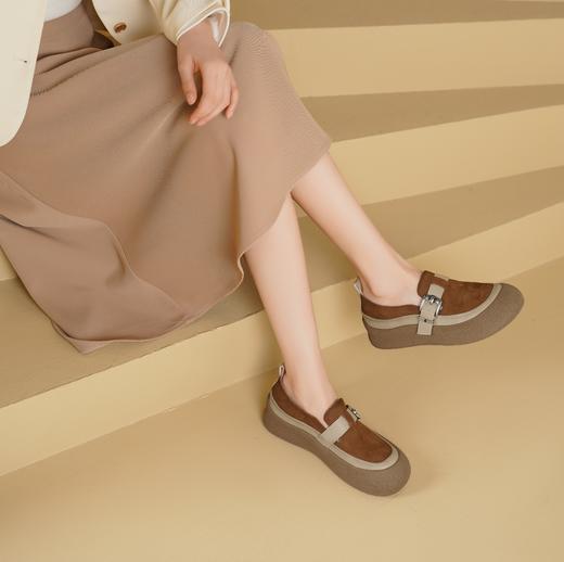 西村名物2025年春季新款圆头厚底平跟防滑大底舒适乐福鞋玛丽珍单鞋X25AM15161 商品图2