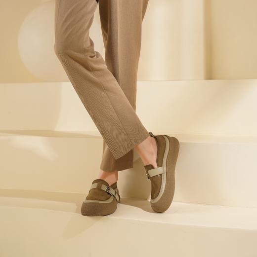 西村名物2025年春季新款圆头厚底平跟防滑大底舒适乐福鞋玛丽珍单鞋X25AM15161 商品图4