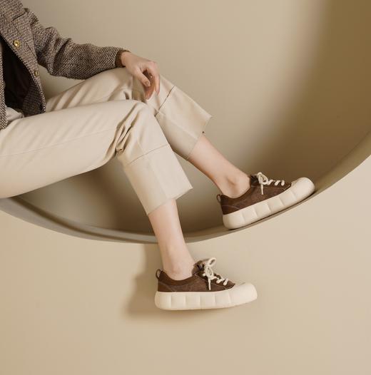 西村名物2025年春季新款小圆头超轻厚底防滑饼干鞋系带休闲鞋X25AM14321 商品图3