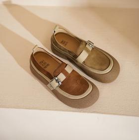 西村名物2025年春季新款圆头厚底平跟防滑大底舒适乐福鞋玛丽珍单鞋X25AM15161