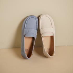 西村名物2025年春季新款小圆头低平跟舒适浅口单鞋豆豆鞋X25AM14561