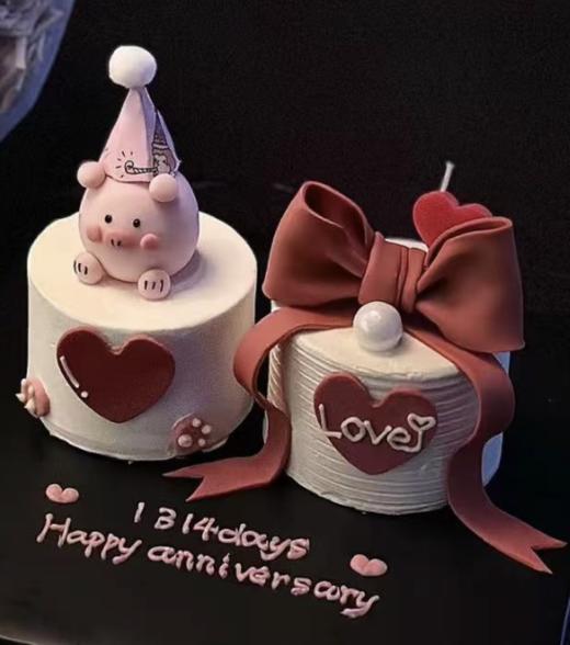 玫红情侣纪念日蛋糕 商品图0