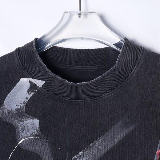 25601早春新款时尚个性泼墨涂鸦印花圆领短袖T恤高级感百搭情侣上衣潮 商品图2