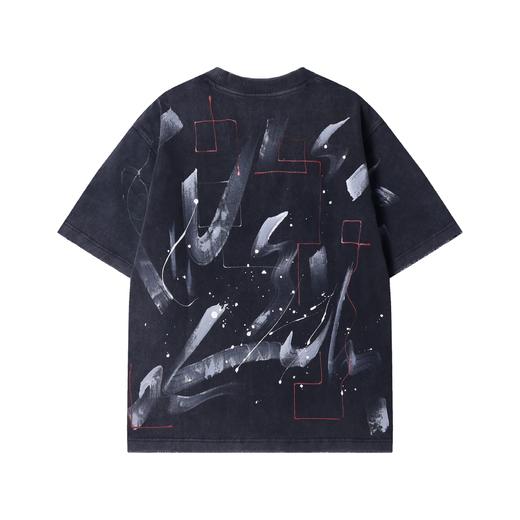 25601早春新款时尚个性泼墨涂鸦印花圆领短袖T恤高级感百搭情侣上衣潮 商品图5
