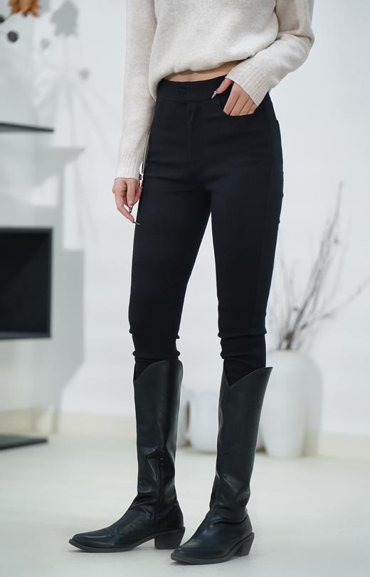 爆99！【女明星本命裤 】细长直玻尿酸润肤裤万能搭加绒弹力小黑裤高腰显瘦修身打底裤外穿H223060758 商品图13