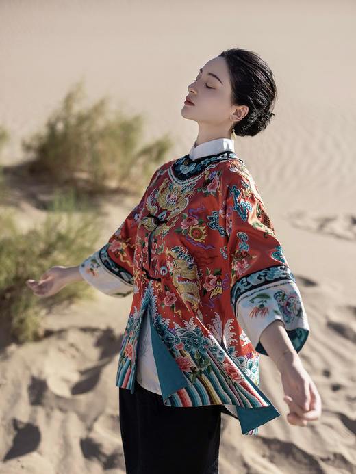 盛唐牡丹|高货-重缎真丝满绣蟒袍红色款-唯一款[特价品](不退不换） 商品图6