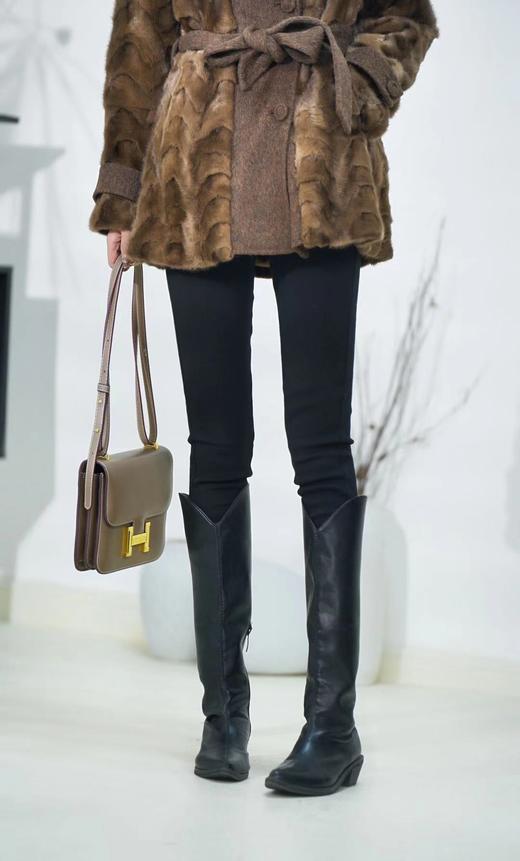 爆99！【女明星本命裤 】细长直玻尿酸润肤裤万能搭加绒弹力小黑裤高腰显瘦修身打底裤外穿H223060758 商品图4