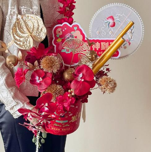 年宵花福桶四喜财神发财桶抱抱桶 商品图1