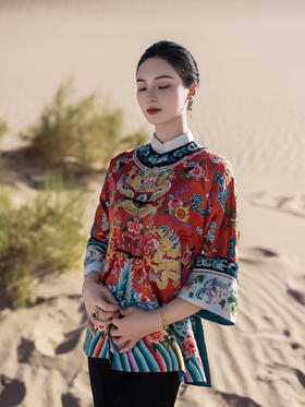 盛唐牡丹|高货-重缎真丝满绣蟒袍红色款-唯一款[特价品](不退不换）