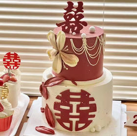 双层双喜新婚蛋糕