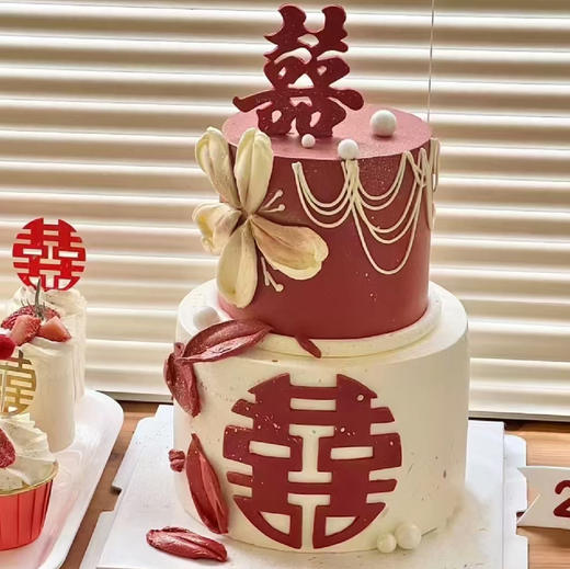 双层双喜新婚蛋糕 商品图0