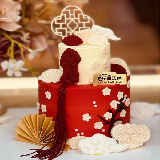 梅花贺寿中式小双层蛋糕 商品图0