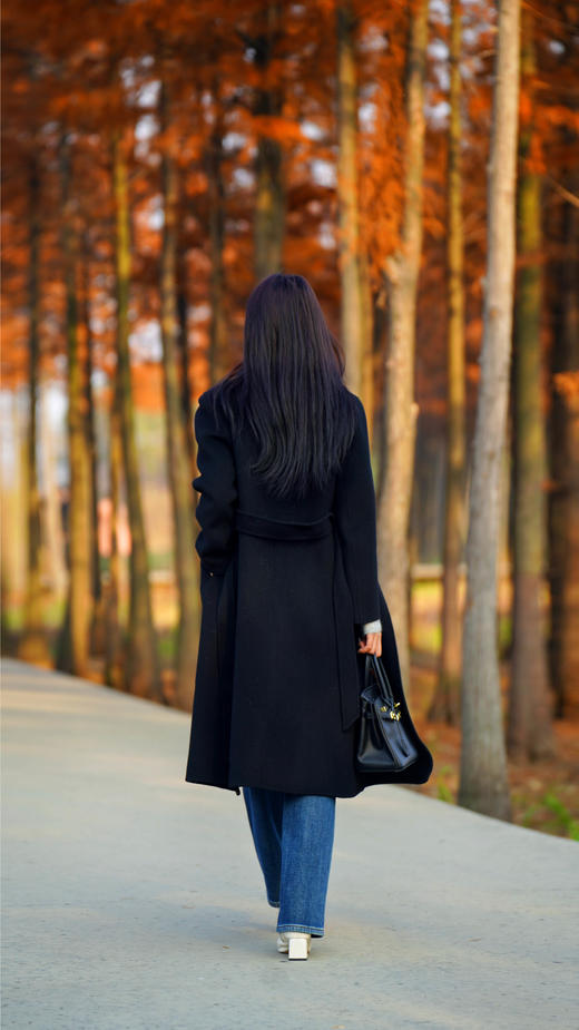 【夜幕黑大衣】【现货】臣禾 【100%绵羊毛】正肩西装领两粒扣大衣9241080180 商品图11