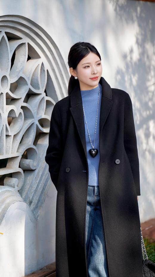 【夜幕黑大衣】【现货】臣禾 【100%绵羊毛】正肩西装领两粒扣大衣9241080180 商品图5