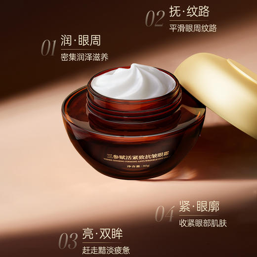 三参眼霜 二裂酵母专利成分 添加人参丹参红参 修本抗皱焕活轻熟龄眼周肌肤眼霜 30g/盒 商品图1