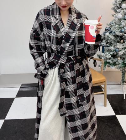 【S1】臣禾格纹大衣 9357840841 商品图3