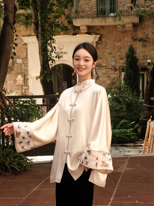 盛唐牡丹|空谷幽兰重缎真丝手绣外套 商品图3