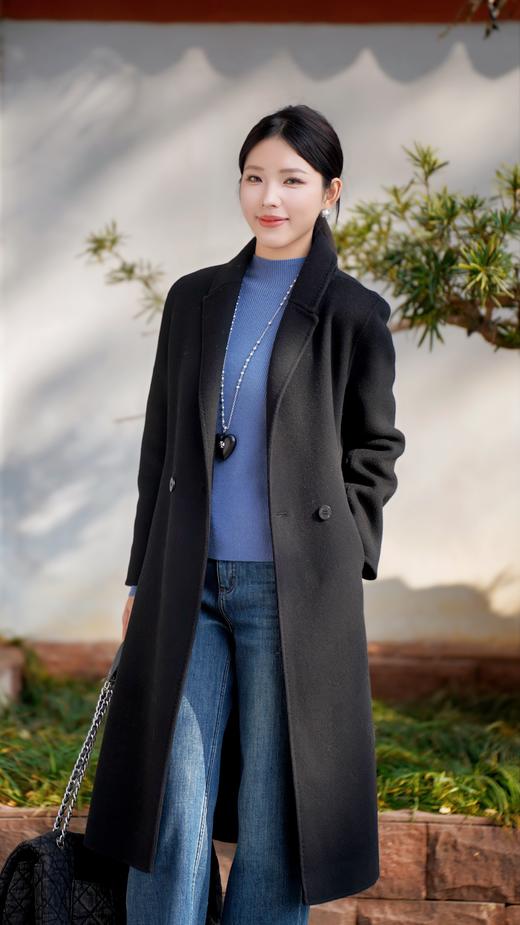 【夜幕黑大衣】【现货】臣禾 【100%绵羊毛】正肩西装领两粒扣大衣9241080180 商品图4