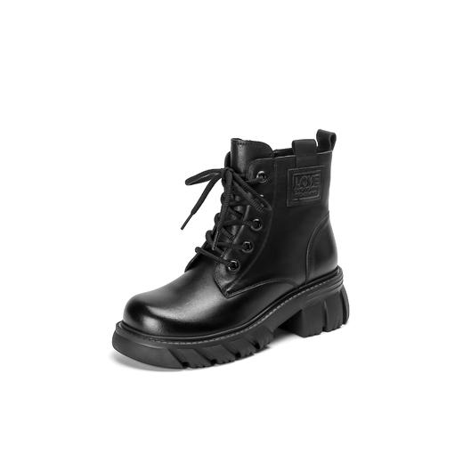 西村名物冬季新款超轻防滑厚底增高系带马丁靴T22DS44981 商品图4