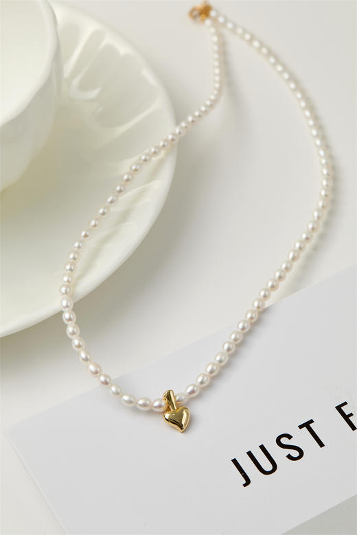 pearl moments珍刻 一颗金心 米粒珍珠项链 商品图1