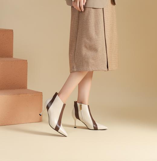 西村名物冬季新款超轻细高跟优雅舒适切尔西靴TT22DS44861 商品图1