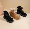 西村名物冬季新款厚底增高毛绒内里系带马丁靴T22DS45011 商品缩略图0