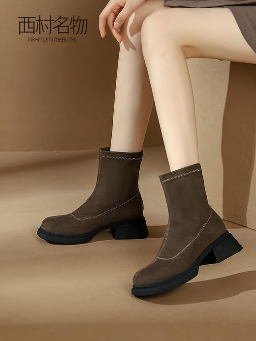 西村名物2023年冬季新款舒适厚底增高防滑切尔西靴T23DS45861 商品图0