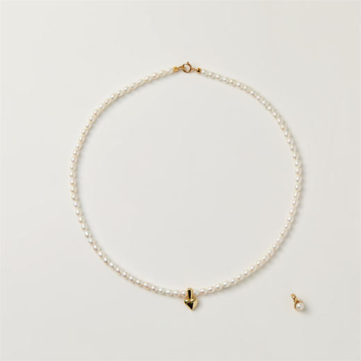 pearl moments珍刻 一颗金心 米粒珍珠项链 商品图0