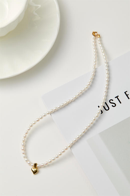pearl moments珍刻 一颗金心 米粒珍珠项链 商品图3