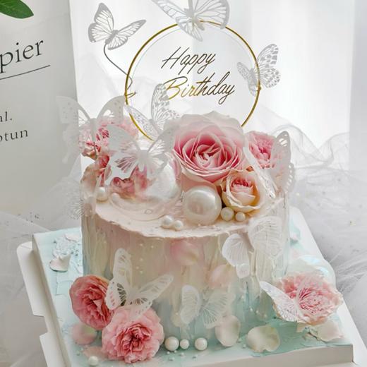 【簇拥花园】蝴蝶鲜花女生蛋糕 商品图0