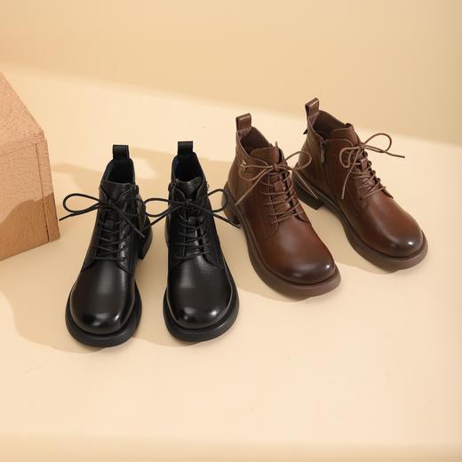 西村名物冬季新款超轻厚底增高防滑舒适系带马丁靴T22DS44341 商品图0